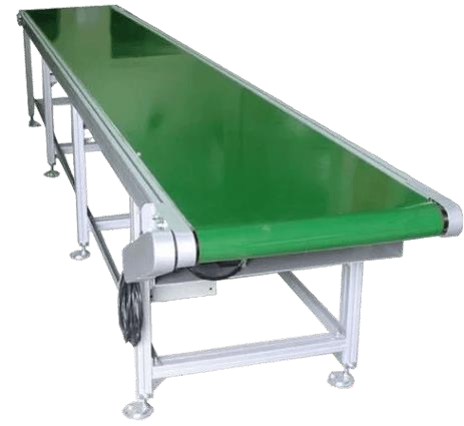Flat belt conveyor system for industrial material handling